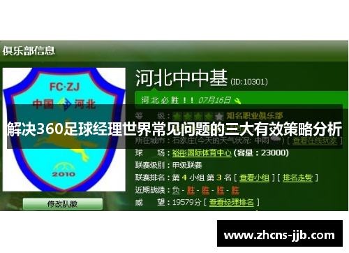 解决360足球经理世界常见问题的三大有效策略分析 解决360足球经理世界常见问题的三大有效策略分析